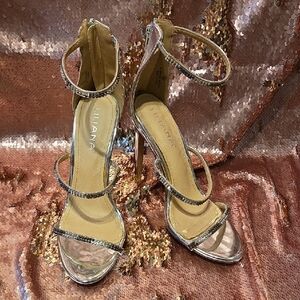 Liliana Metallic Silver Strappy Heels